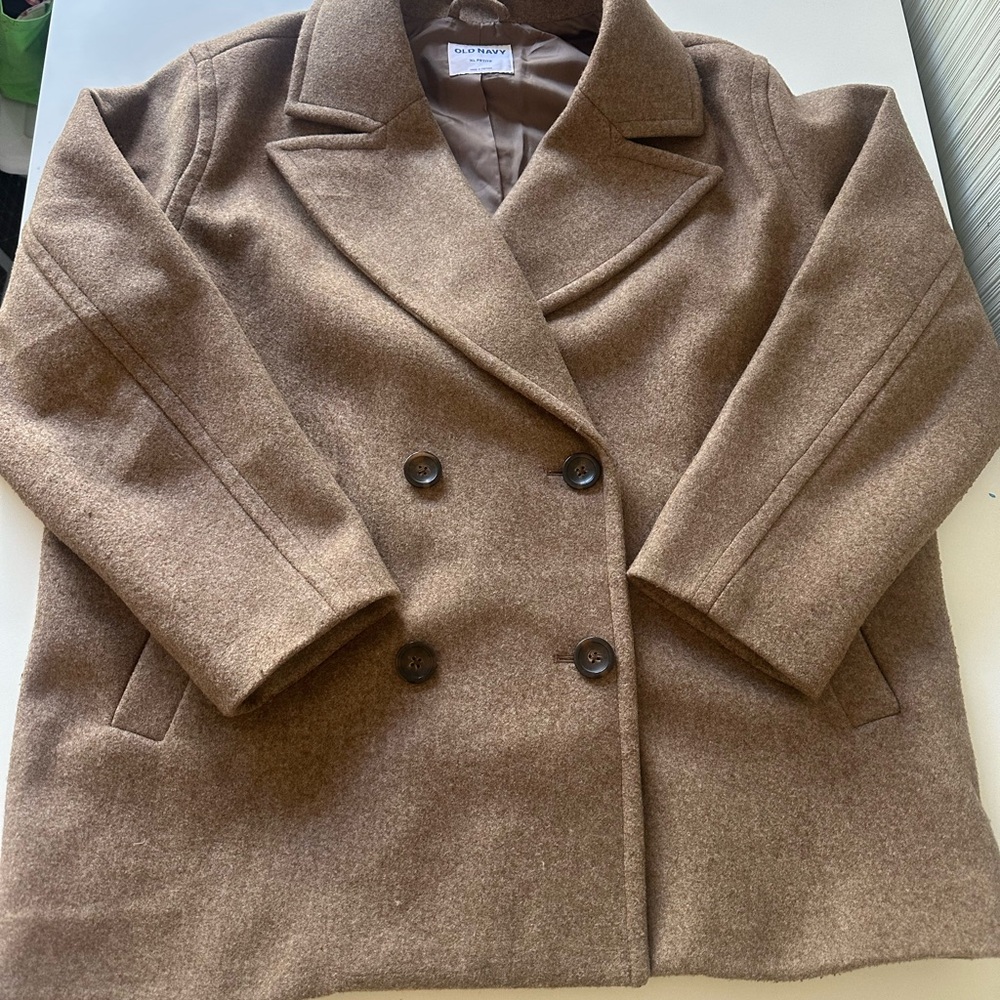 Old Navy Brown Double-Breasted Pea Coat